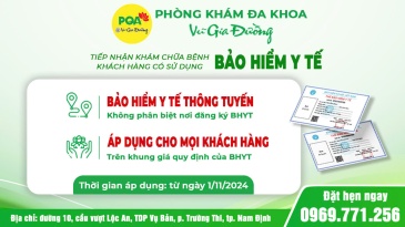 Phòng khám Đa khoa Vũ Gia Đường tiếp nhận khám chữa bệnh cho đối tượng có Bảo hiểm y tế